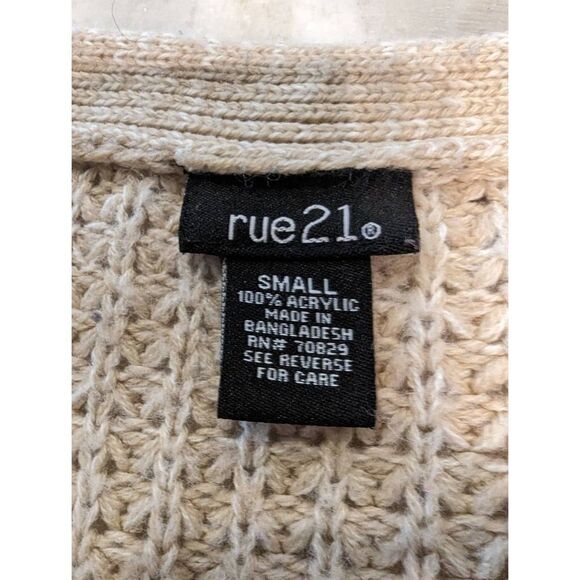 Rue21 Sweater Cardigan Women's Small Tan Knit Oversized Large Open Soft - Picture 7 of 8